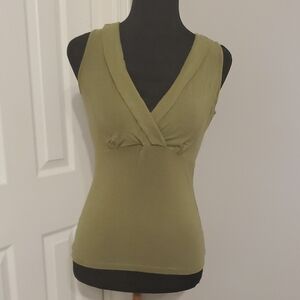Ann Taylor Green V-Neck Tank Top